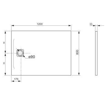 Dušas paliktnis Laufen Pro, 120x80cm  Marbond kompozītmateriāls, super plāns, taisnstūrveida, H2109520790001 matēts betona pelēks