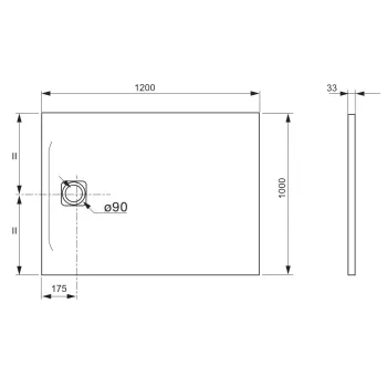 Dušas paliktnis Laufen Pro,120x100cm Marbond kompozītmateriāls, super plāns, taisnstūrveida, H2119530800001 matēti melns