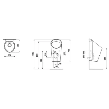 Pisuārs Laufen Lema Elektroniskais, ūdens ieplūde no aizmugures, Rimless, LCC, barošana no elektrotīkla, balts