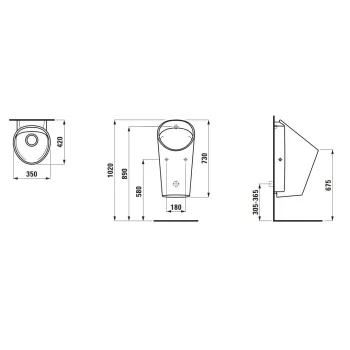 Pisuārs Laufen Lema, ūdens ieplūde no aizmugures, Rimless, LCC, balts
