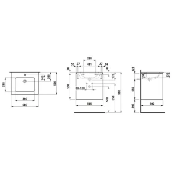 Vannas istabas skapītis Laufen Pro S, ar izlietni un atvilktņu organizētāju, 59x60x49cm H8649602621041 Gaiša Goba