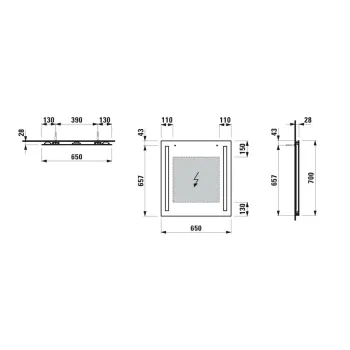 Spogulis Laufen Lani, 650 mm, 2 vertikāli LED apgaismojumu, H4038531121441