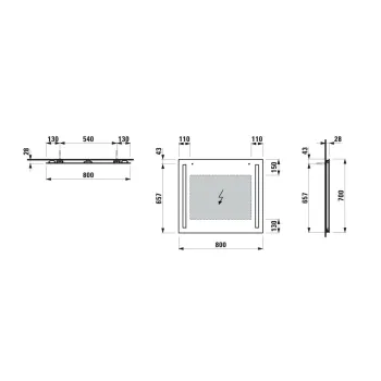 Spogulis Laufen Lani, 800 mm, 2 vertikāli LED apgaismojumu, H4038541121441