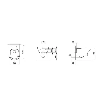 Piekaramais tualetes pods Laufen Lua Basic, Rimless, H8200810000001 Balta