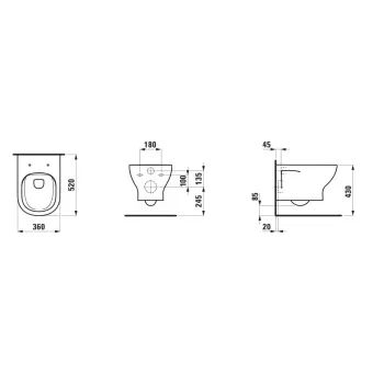 Piekaramais tualetes pods Laufen Lua Basic, washdown, rimless, H8200814000001 Balts