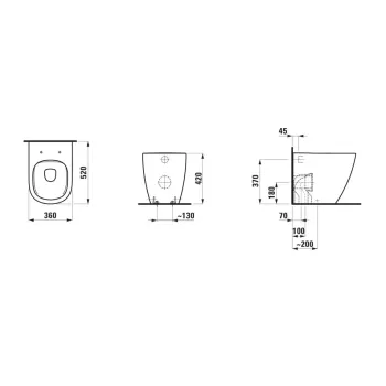 Tualetes pods Laufen Lua, Rimless, Universāl izplūde, H8230810000001 balts