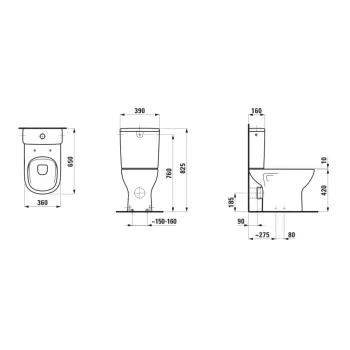 Tualetes pods Laufen Lua, Rimless, horizontāla izplūde, H8240864000001 balts
