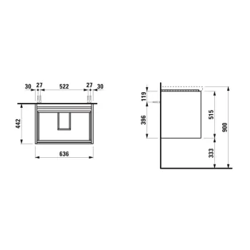 Vannas istabas skapītis Laufen Lani, 64x44x52cm, (der  ar izlietni H810084), H4035421122611, Balta