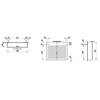 Spoguļskapītis Laufen Base, ar LED apgaismojumu, 2 durvis, 70x80x19cm, matēta balta, H4028021102601 Balts matēts