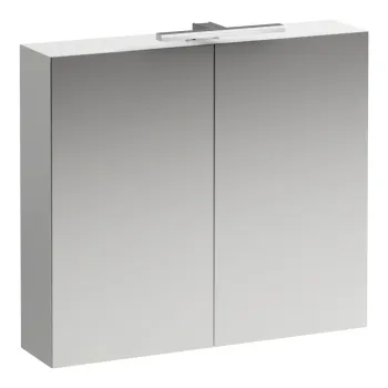 Spoguļskapītis Laufen Base, ar LED apgaismojumu, 2 durvis, 70x80x19cm, matēta balta, H4028021102601 Balts matēts