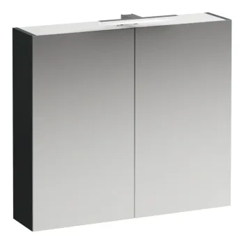 Spoguļskapītis Laufen Base, ar LED apgaismojumu, 2 stikla plaukti, 1 kontaktligzda, 800 mm, H4028021102661 pelēka