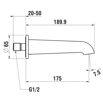 Vannas izteka Laufen Pure, sienas montāžas, garums 175 mm, HF901771100000 hromēta
