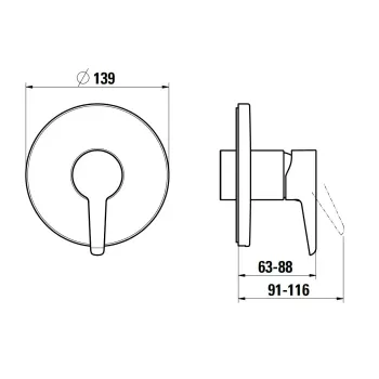 Dušas maisītājs Laufen Pure, iebūvējams,HF901778100000 hromēts