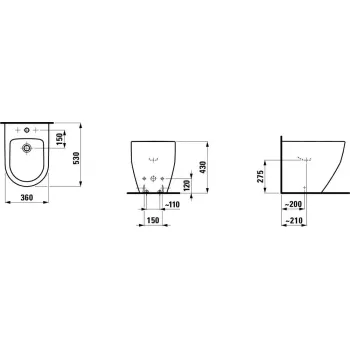 Bidē Laufen PRO, H8329524003021, Balts