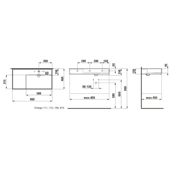 Vannas istabas izlietne Laufen Kartell, SaphirKeramik, ar LCC apdari plaukts kreisajā pusē, 90x46cmH8103394001581, Balta