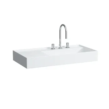 Vannas istabas izlietne Laufen Kartell, SaphirKeramik, ar LCC apdari plaukts kreisajā pusē, 90x46cmH8103394001581, Balta