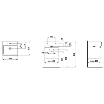 Vannas istabas izlietne Laufen Living, Uz virsmas 50x46cm H8174310001041 Balta