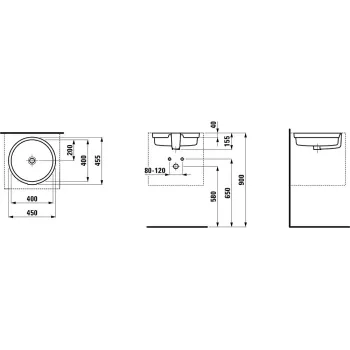 Vannas istabas izlietne Laufen Living, Iebūvējama 400x400x155 mm, balta, H8134380001091