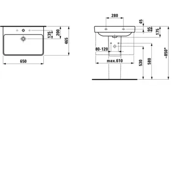 Vannas istabas izlietne Laufen Pro S, ar LCC apdari, 65x47cm H8109644001041 Balta