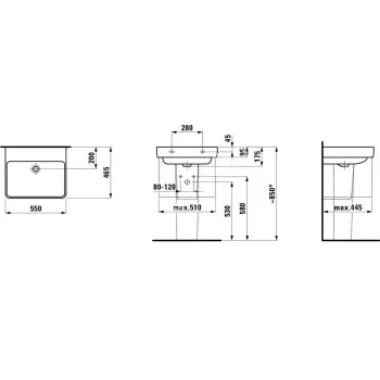 Vannas istabas izlietne Laufen PRO S, 550x465x95 mm, H8109620001091 Balta