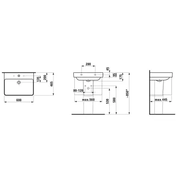 Vannas istabas izlietne Laufen PRO S, 600x465x95 mm, ar LCC apdari, H8109634001561 balta