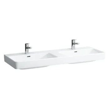 Vannas istabas izlietne Laufen PRO S, Dubultā 130x46cm, ar 2 atverēm jaucējkrānam, balta, H8149680001041