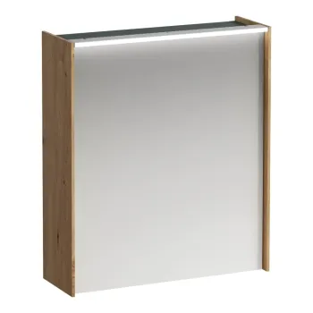 Spoguļskapītis Laufen Lani, ar LED gaismu, 2 stikla plaukti, 1 kontaktligzda, 71x62x21cm H4037311122671 ozols
