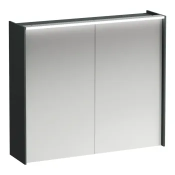 Spoguļskapītis Laufen Lani, ar LED gaismu, 2 stikla plaukti, 1 kontaktligzda, 71x82x21cm H4037621122661 pelēks