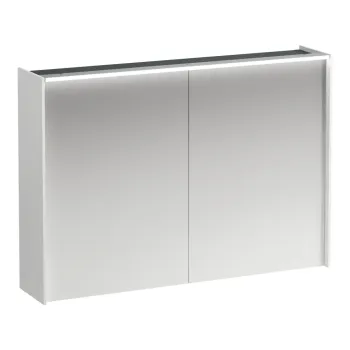 Spoguļskapītis Laufen Lani, ar LED gaismu, 2 stikla plaukti, 1 kontaktligzda, 71x102x21cm H4037921122601 Balts matēts