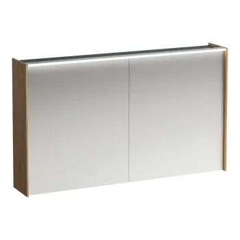 Spoguļskapītis Laufen Lani ar  LED gaismu, 2 stikla plaukti, 1 kontaktligzda, 71x122x21cm H4038221122671 ozols