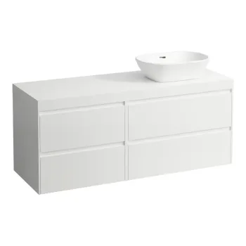 Vannas istabas skapītis Laufen Lani, 137x49cm virsma 65 mm, ar izgriezumu labajā pusē, balta matēta, H4045831122601