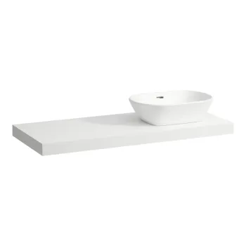 Darba virsma Laufen Lani, 118cm, ar izgriezumu labajā pusē, 65 mm, ar 2 montāžas kronšteiniem, H4046731122601 Matēta Balta