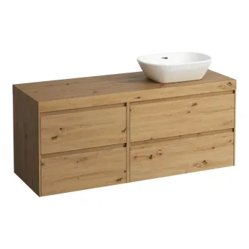 Vannas istabas skapītis Laufen LANI, virsma 65 mm, (bez izlietnes) ar izgriezumu labajā pusē 137x49cm H4065831122671 ozols