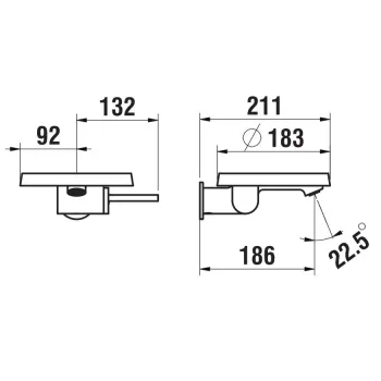 Vannas istabas izlietnes maisītājs Laufen Kartell, no sienas, ar Disc bowl, caurspīdīgs kristāls, H3113370041201
