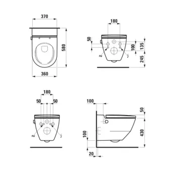 Piekaramais pods ar Bide funkciju Laufen Cleanet Navia  Elektroniskais, Rimless, SoftClose, LCC Active, balts