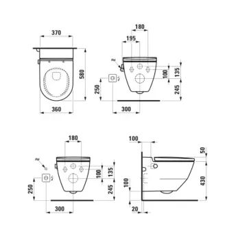 Piekaramais pods ar Bide funkciju Laufen Cleanet Navia Elektroniskais, ūdens ieplūde no sāniem, Rimless, SoftClose, LCC Active, balts