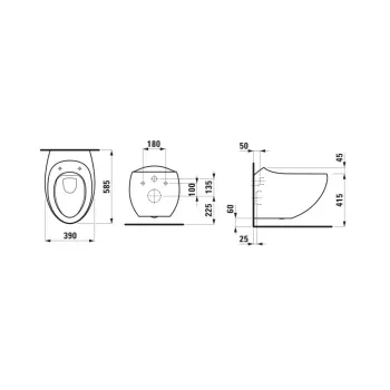 Piekaramais pods Laufen Il Bagno Alessi Rimless, matēta melna H8209717160001