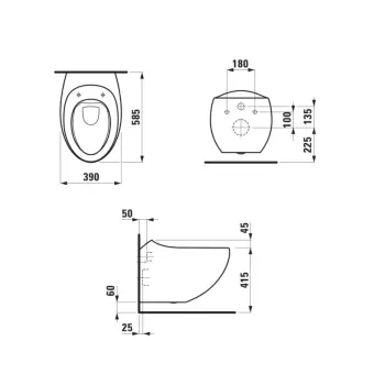 Piekaramais pods Laufen Il Bagno Alessi, Rimless, matēta balta, H8209717570001