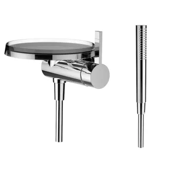 Dušas maisītājs Laufen Kartell, Simibox 1-Point, ar šļūteni 1800 mm, ar rokas dušu TwinStick, ar Disc bowl, kristāls, H3313390041411