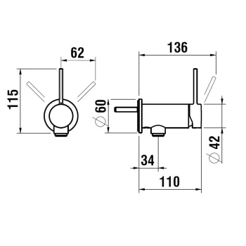 Dušas maisītājs Laufen Twinplus Slim, (priekš Simibox 1-Point), HF505455100040 Hromēts