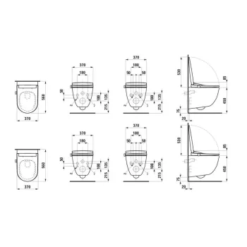 Piekaramais pods ar Bide funkciju Laufen CLEANET PRO, komforta,Rimfree, ar mazgāšanas un žāvēšanas funkciju, sildāms sēdeklis, tālvadība, Wi‑Fi un APP, UV dezinfekcija, H601890000S002