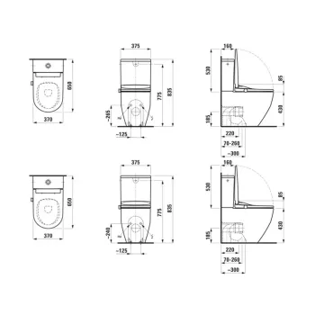 Tualetes pods ar Bide funkciju brīvi stāvošs Laufen CLEANET PRO, Rimfree, mazgāšanas un žāvēšanas funkcija, sildāms sēdeklis, tālvadība, Wi‑Fi un APP, UV dezinfekcija H602890000S002