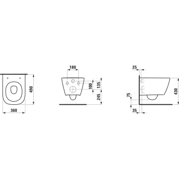 Piekaramais tualetes pods Laufen MedaRimfree, matēts grafīts