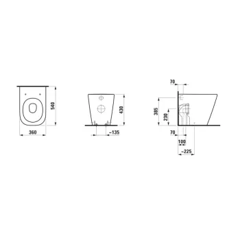 Tualetes pods Laufen Meda, Silent flush/Rimless, washdown, ar universālu vertikālu izplūdi, H8231117160001