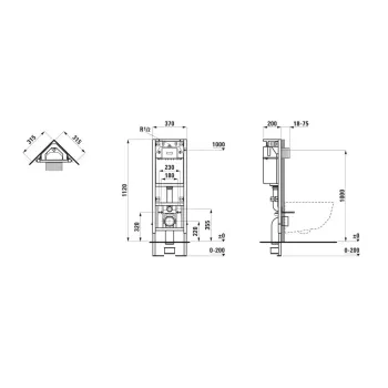 Montāžas rāmis piekaramajam tualetes podam Laufen INEO, stūra montāžai, h=1120 mm, H9201190000001