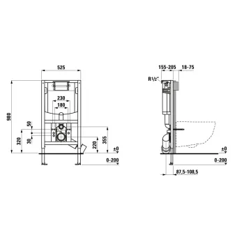 Iebūvējamais rāmis Laufen INEO augstums 980 mm, H9271040000001