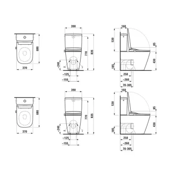 Tualetes pods ar Bide funkciju  Laufen CLEANET MEDA,Rimfree, ar mazgāšanas un žāvēšanas funkciju, sildāms sēdeklis, tālvadība, Wi‑Fi un APP, UV dezinfekcija H606110000S002