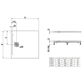 Dušas paliktnis Laufen Pro, 90x90cm Marbond kompozītmateriāls, super plāns, kvadrātveida, H2109560770001 gaiši pelēks