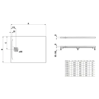 Dušas paliktnis Laufen PRO, 120x70cm no Marbond kompozīta, super plāns, taisnstūra, H2129510780001 antracīts