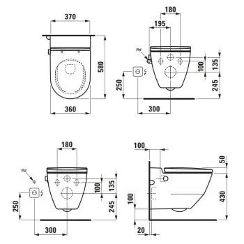 Piekaramais pods ar Bide funkciju Laufen Cleanet Navia, Elektroniskais, SoftClose, Rimless, ar LCC, balts